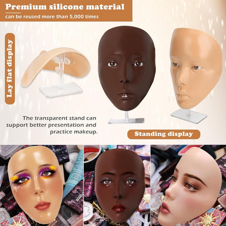 Vollgesichtsübung Silikon Trainingsgesicht, Schaufensterpuppengesicht für Make-up Praxis mit Make-up