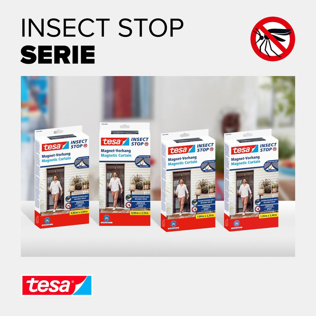 tesa INSECT STOP Magnetvorhang XL - 2,4 m x 1,2 m Anthrazit 120 cm x 240 cm, 120 cm x 240 cm