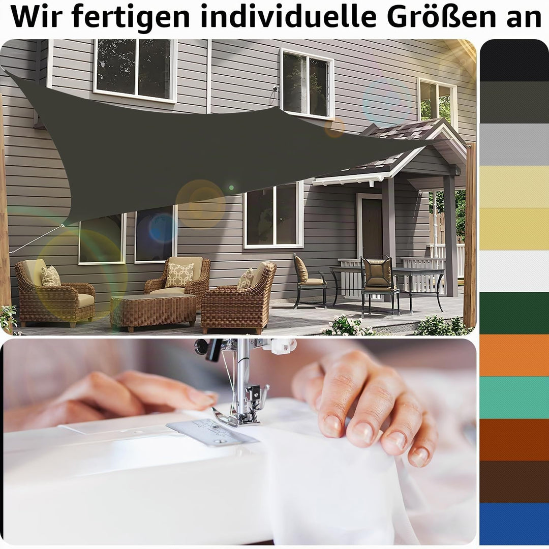 Sichtschutz Sonnensegel Rechteck (20 Farben und 99 Grössen) Sonnensegel Wasserdicht Sonnenschutz,PES