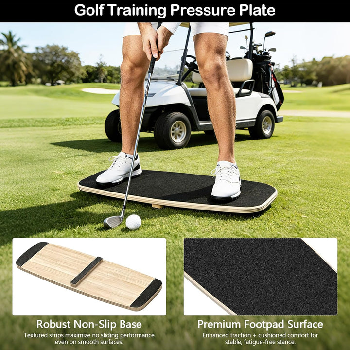 Golf Balance Board, 75 x 30 cm Golfschwung Druckbett Schwungtrainer, 150 kg Tragkraft, Gewichtsverla