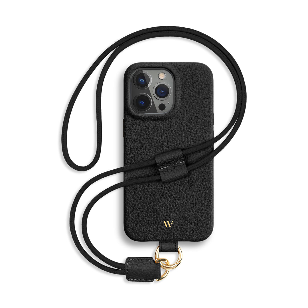WIIUKA Hülle für iPhone 15 Pro Max, Leder aus Deutschland, Lederhülle Handykette, Premium Handyhülle