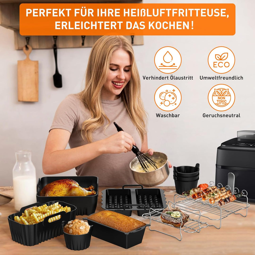 12 Stück Airfryer Zubehör für Philips Airfryer Dual Basket 3000/5000-Serie 6L/3L,Heissluftfritteuse