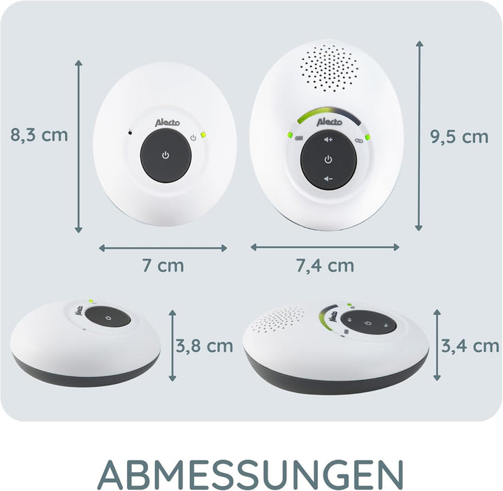 Alecto DBX-115 DECT Babyphone - Audio Babyfon mit 300m Reichweite - Baby Monitor Full ECO - Inklusiv