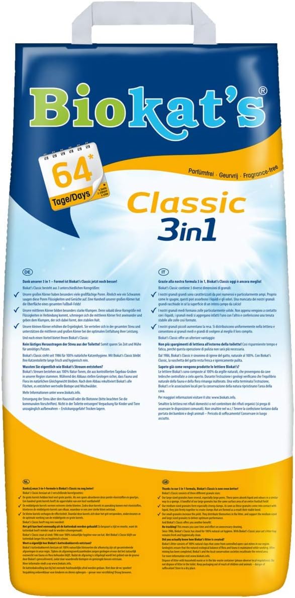 Gimborn Biokat's Classic 3in1 ohne Duft - Klumpende Katzenstreu mit 3 unterschiedlichen Korngrössen