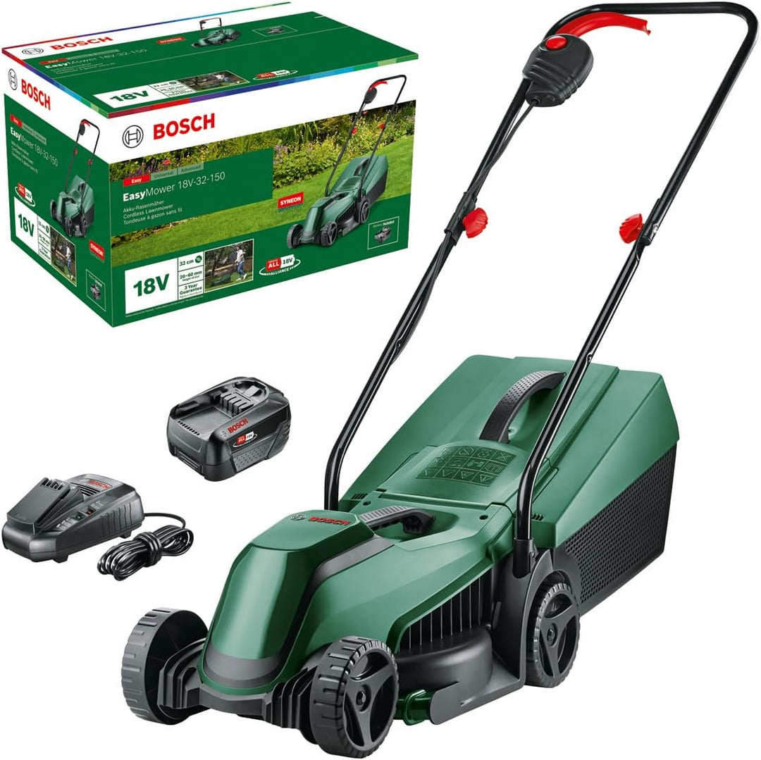 Bosch Akku-Rasenmäher EasyMower 18V-32-150 (Bis zu 100 m2 mit einem 3,0-Ah-Akku; 18-Volt-System; Sch