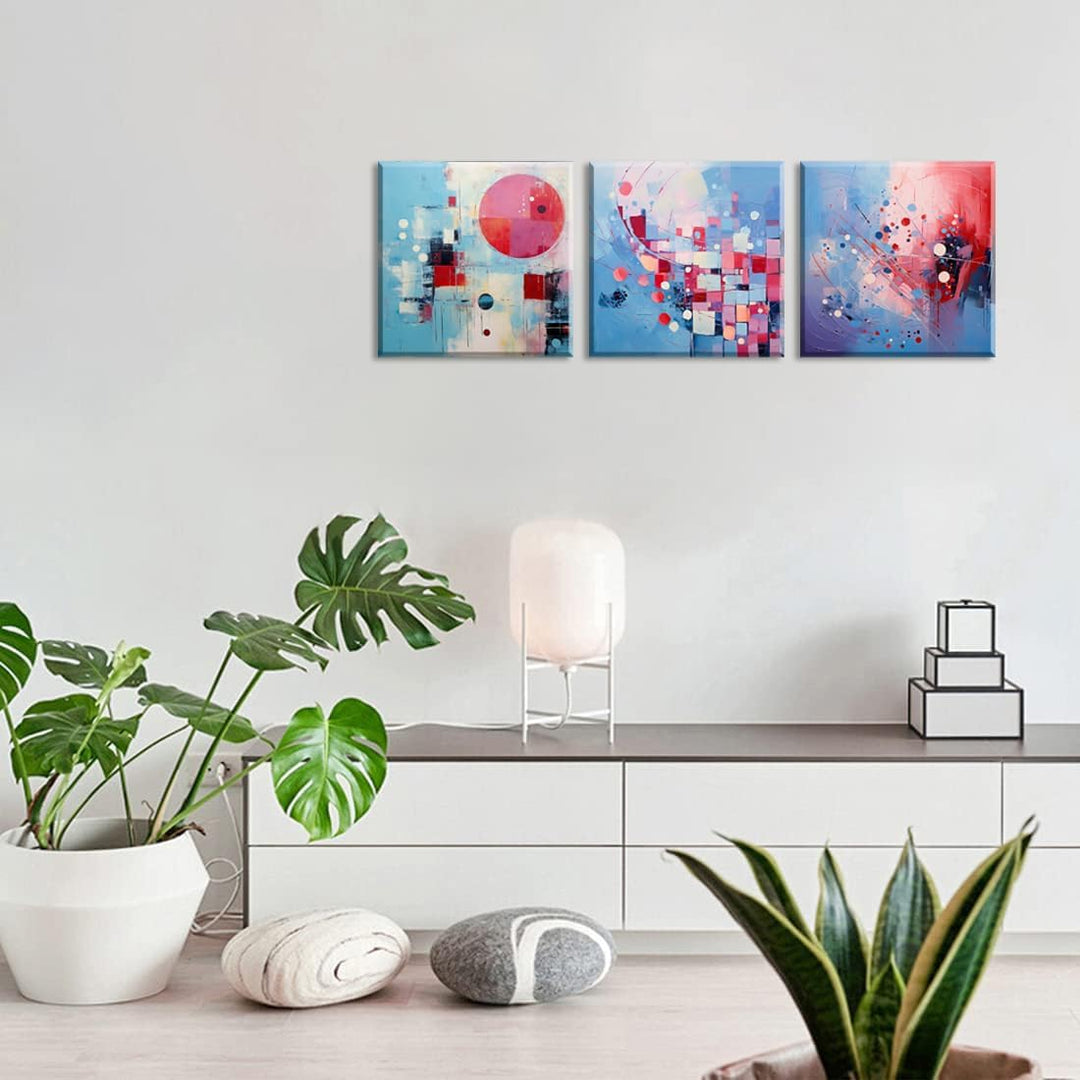 Piy Painting Abstraktes Gemälde Auf Leinwand, Abstraktes Leinwandbild, Rosa Blau Leinwand Wandbilder
