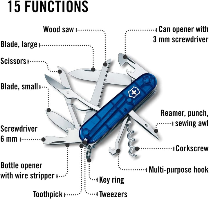 Victorinox Schweizer Taschenmesser Huntsman, Multitool, Swiss Army Knife mit 15 Funktionen, Klinge,