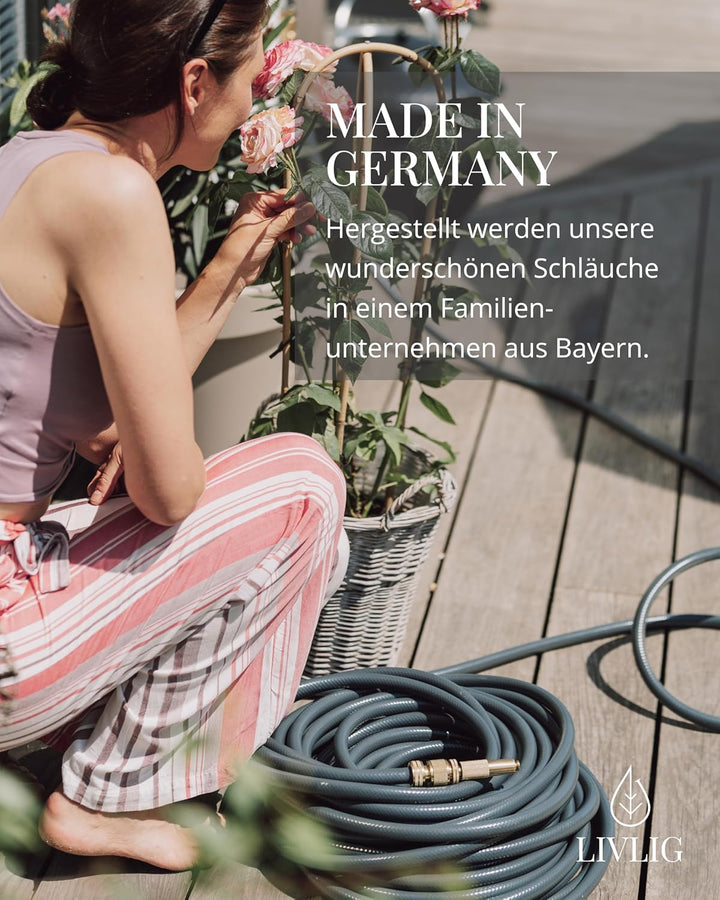 Livlig53 Gartenschlauch 1/2 Zoll, 20m: Wasserschlauch Made in Germany, Recycling-Material, formstabi
