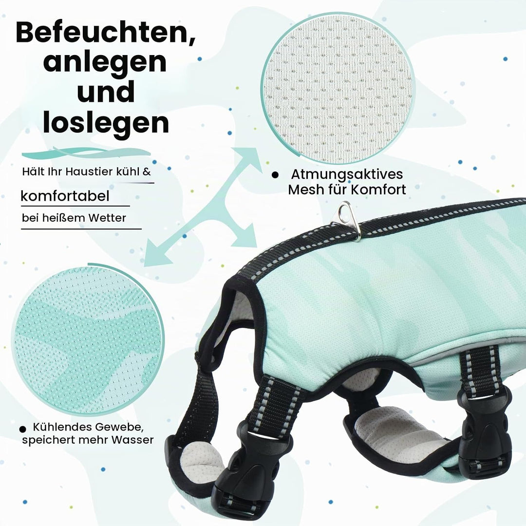 Kühlweste für Hunde, Hundekühlungsmantel Sommer Sicherheitsweste Atmungsaktive &amp; Reflektierende für