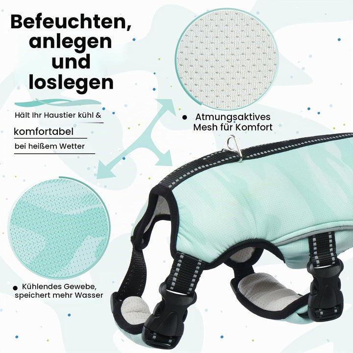 Kühlweste für Hunde, Hundekühlungsmantel Sommer Sicherheitsweste Atmungsaktive &amp; Reflektierende für