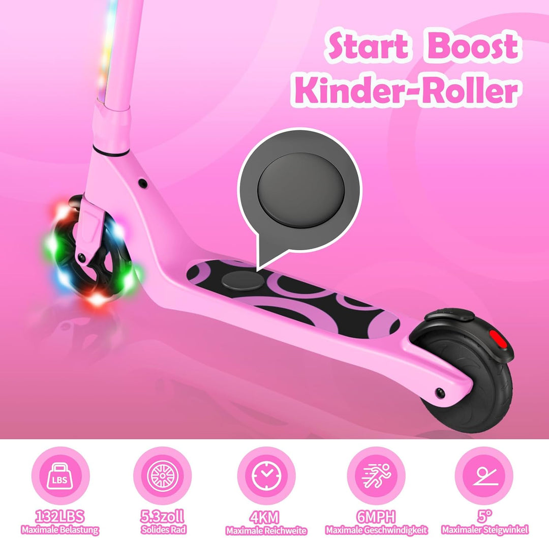 SISIGAD E Scooter Kinder für 6-12 Jahre, E Roller Kinder 5.3 Zoll Kinderroller mit Blinkende LED-Leu