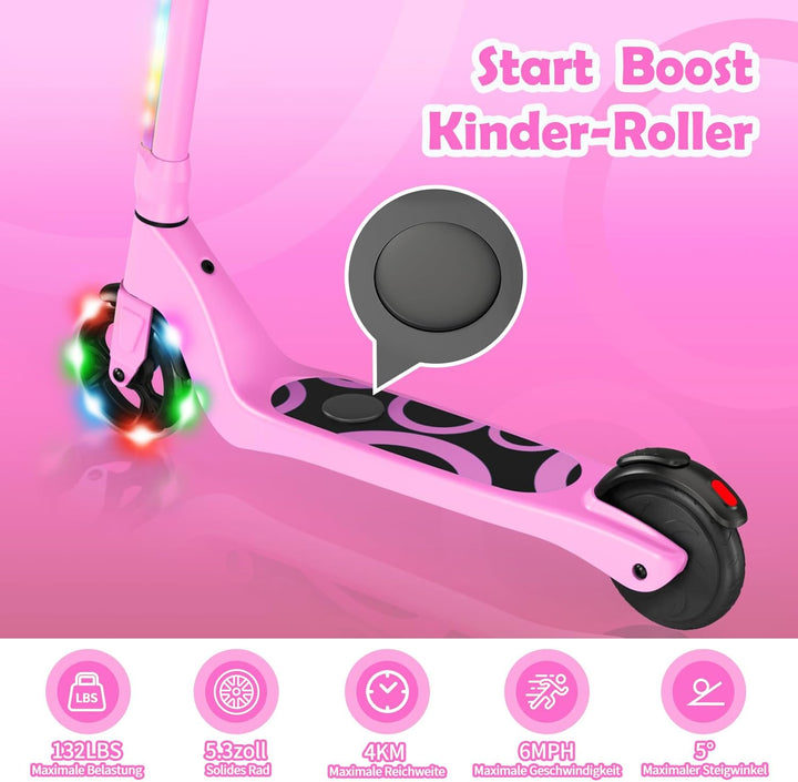 SISIGAD E Scooter Kinder für 6-12 Jahre, E Roller Kinder 5.3 Zoll Kinderroller mit Blinkende LED-Leu