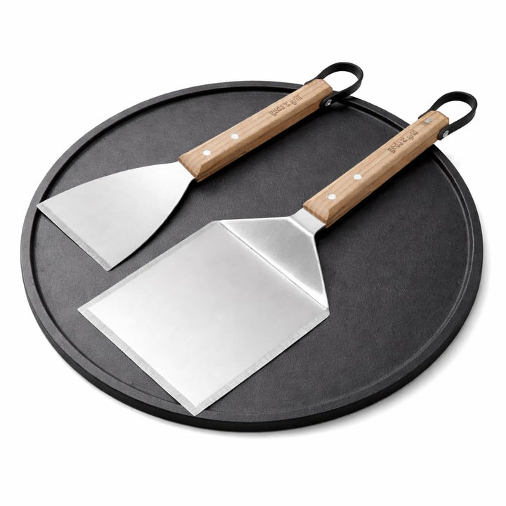 GEDA Grill Gusseisen Wendeplatte Set mit 2 TLG Plancha Tool Set - Grillspachtel und Grillschaber Gus