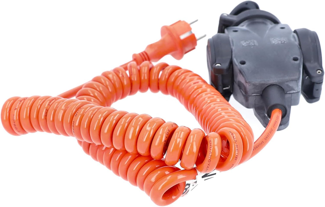 as - Schwabe 70414 Schutzkontakt-Spiralkabel, 5m H07BQ-F 3G1,5, orange, IP44 Gewerbe, Baustelle H07B