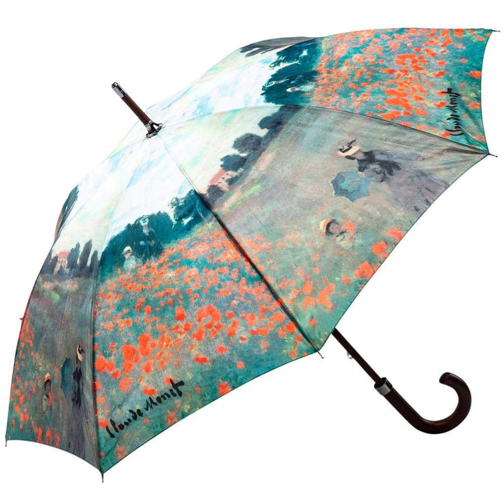 LUCKYWEATHER Regenschirm Stockschirm Damen Motiv Claude Monet Mohnblumenfeld I Stockregenschirm gros