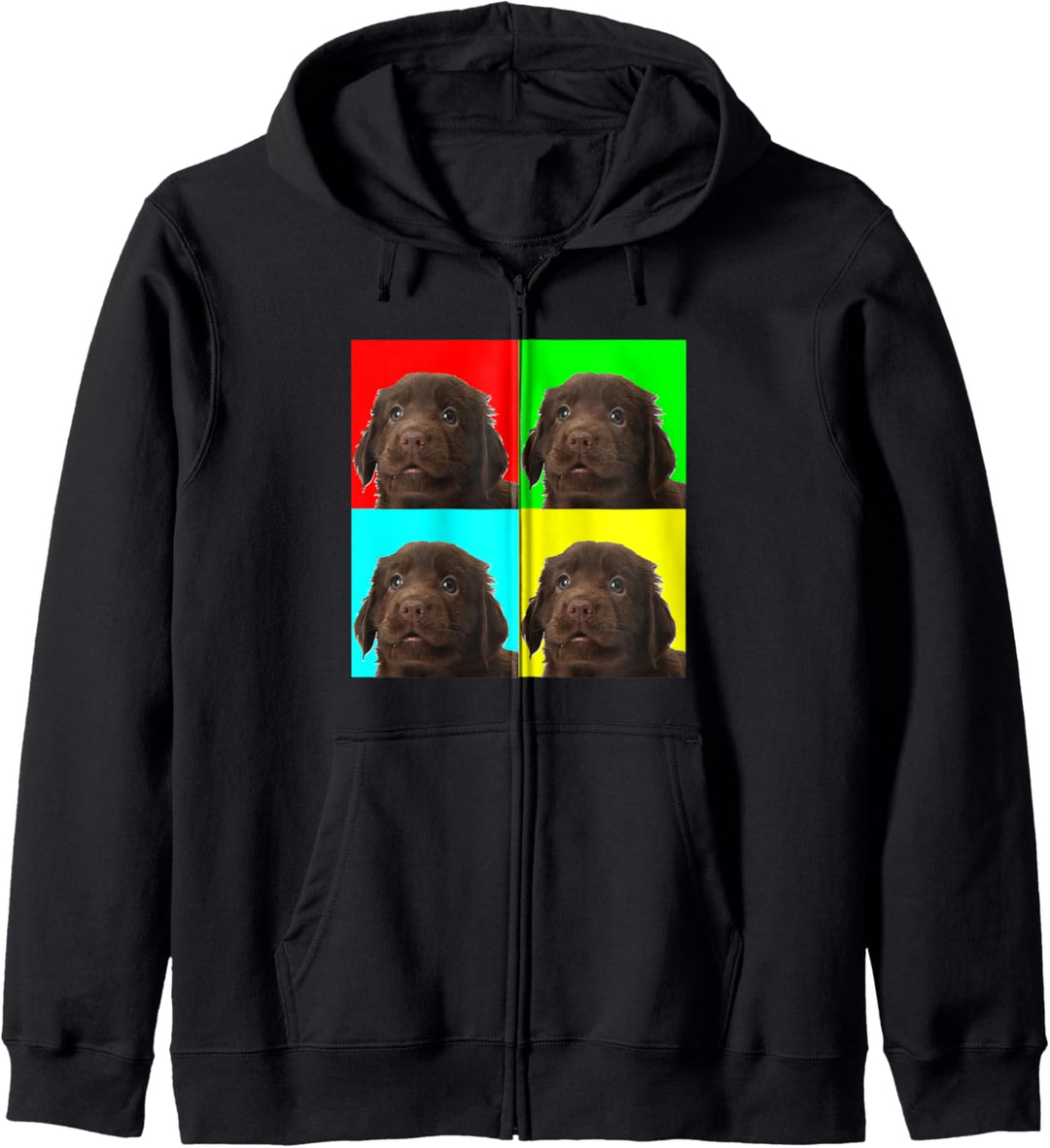 Pop Art Dog Retriever Flat-Coated Kapuzenjacke