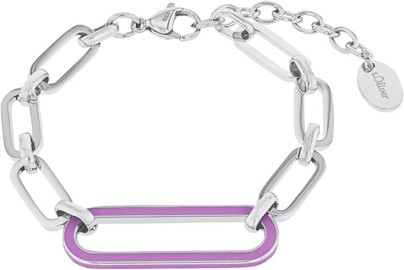 s.Oliver Armband Edelstahl Damen Armschmuck, 16+3 cm, Lila, Kommt in Schmuck Geschenk Box, 2034997