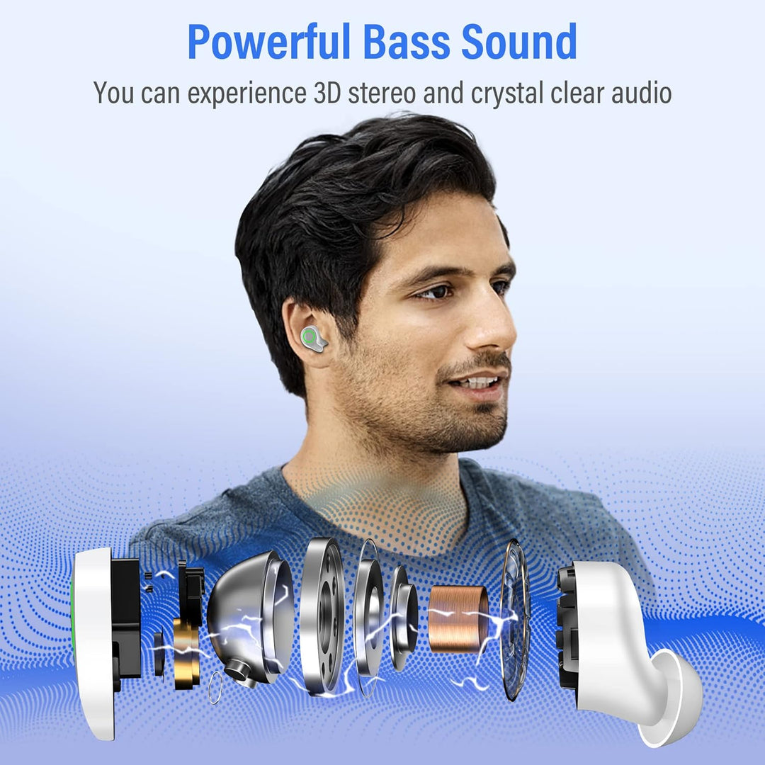 Kopfhörer Kabellos, Bluetooth 5.0 in-Ear Kopfhörer mit Mikrofon 156H Spielzeit mit USB-C LCD Ladekof