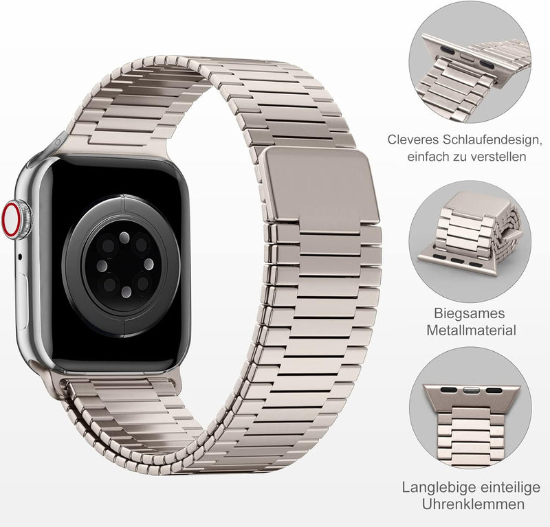 Charlam Ersatzarmband Kompatibel mit Apple Watch Armband 45mm 44mm 42mm, Magnet Metall Edelstahl Wat