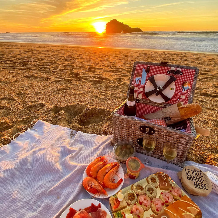 Les Jardins de la Comtesse - Picknickkörb aus Weidengeflecht Sully, für 4 Personen, Vichy-Muster, 40