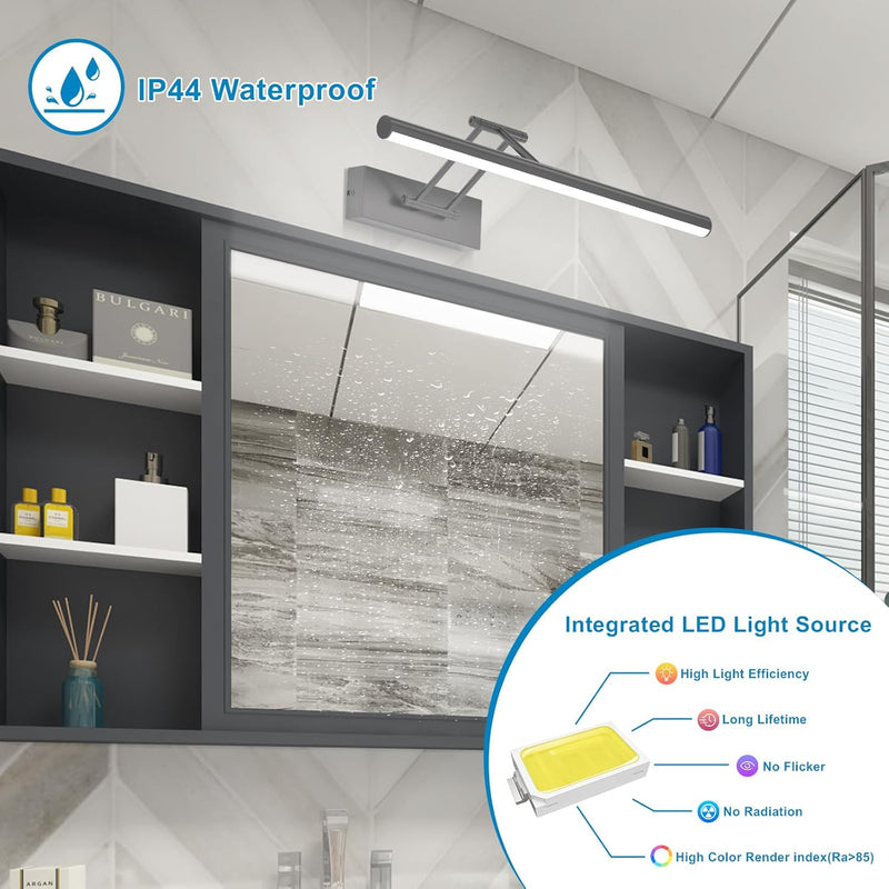 Klighten LED Spiegellampe Bad 70cm, Drehung Spiegellampen Spiegel für bad IP44, Spiegelleuchte Badez