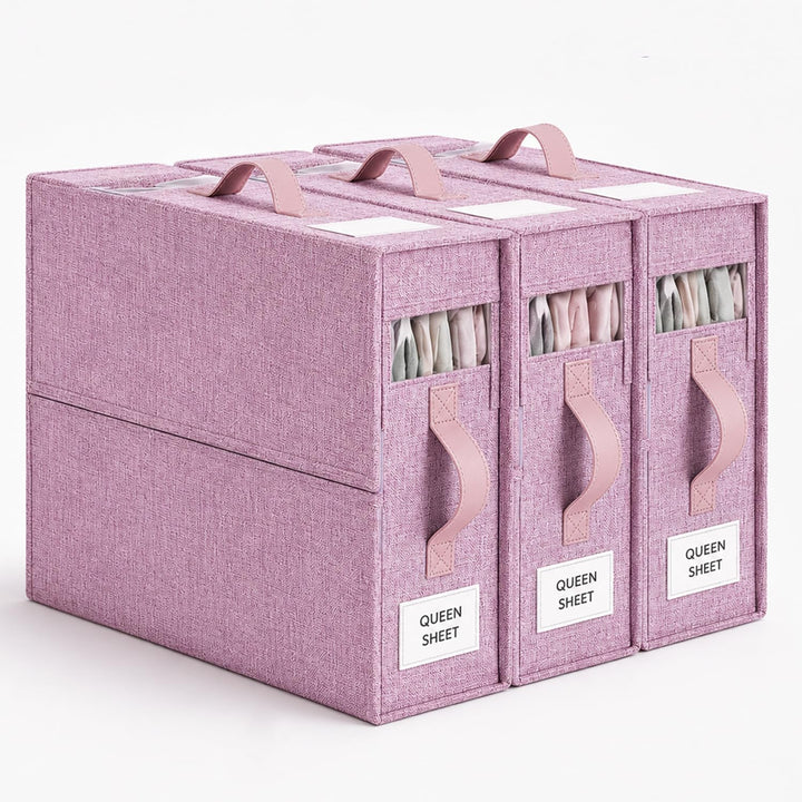 3er-Set Bettwäsche Organizer, über 40% schwerer, Bettwäsche Aufbewahrungsbox mit Sichtfenster, Besch