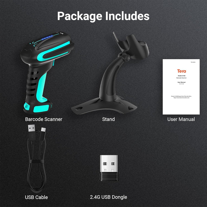 Tera Pro 3 in 1 Extreme Leistung Barcodescanner Kabellos QR 2D 1D Bluetooth Kabellos 2,4G & Kabelgeb