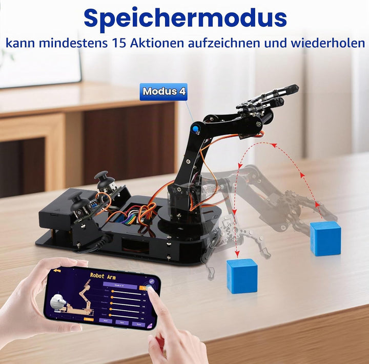 4DOF Roboterarm-Kit für Kinder, kompatibel mit Arduino IDE, Programmierung ESP32 Smart Robot Arm Bui