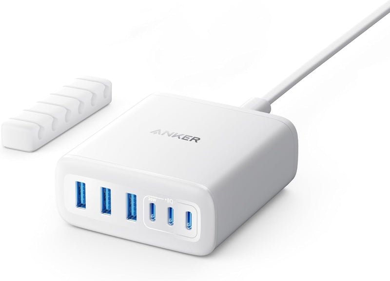 Anker USB-C Ladegerät, 6 Port Ladestation mit 112W Ausgang Leistung, Für iPhone 16/16 Plus/16 Pro/16