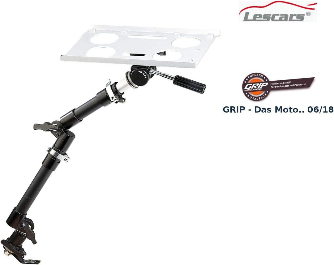 Lescars Laptophalter: Universal-Notebook-Kfz-Halterung mit Kamerastativ (Laptop Schwenkarm, Laptop H