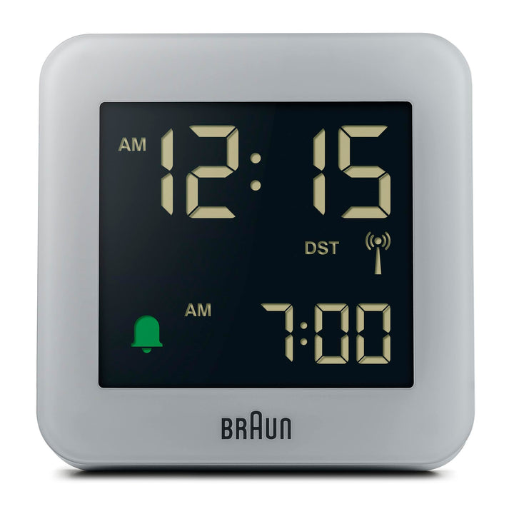 Braun Digitaler Funkwecker für die mitteleuropäische Zeitzone (DCF) mit Schlummerfunktion, LCD-Displ