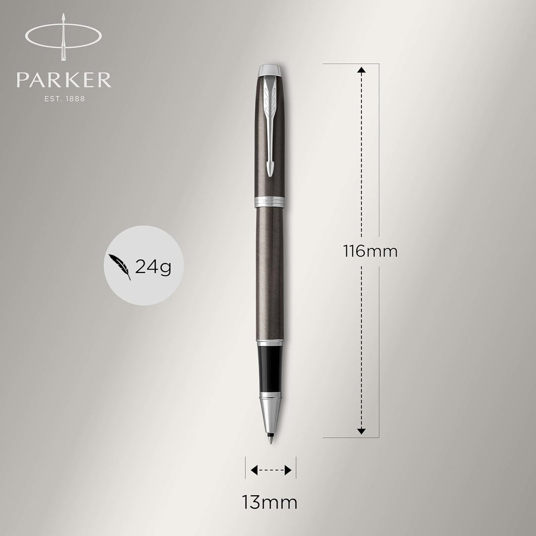 Parker IM Tintenroller , Dark Espresso , feine Spitze , Schwarz , Geschenkbox Tintenroller Dark Espr