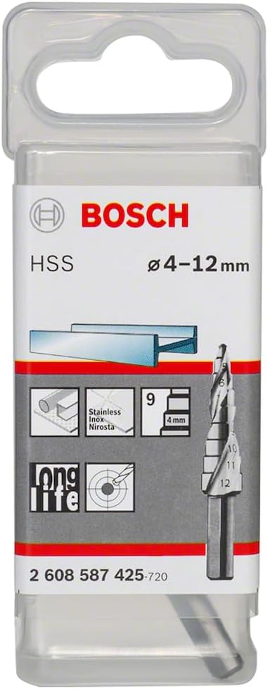 Bosch Professional Stufenbohrer HSS mit 3-Flächen-Schaft (M10-M40) M10-M40 9 Stufen ohne Universalsc