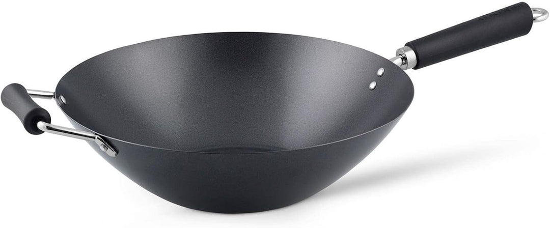 Ken Hom grosser Antihaft Wok 35 cm Induktion Wokpfanne aus Karbonstahl mit Phenolharz-Griff