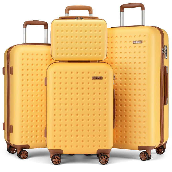 KONO Koffer Reisekoffer Trolley Kofferset 4 Teilig von ABS+PC Hartschalenkoffer mit TSA-Schloss, 4 R