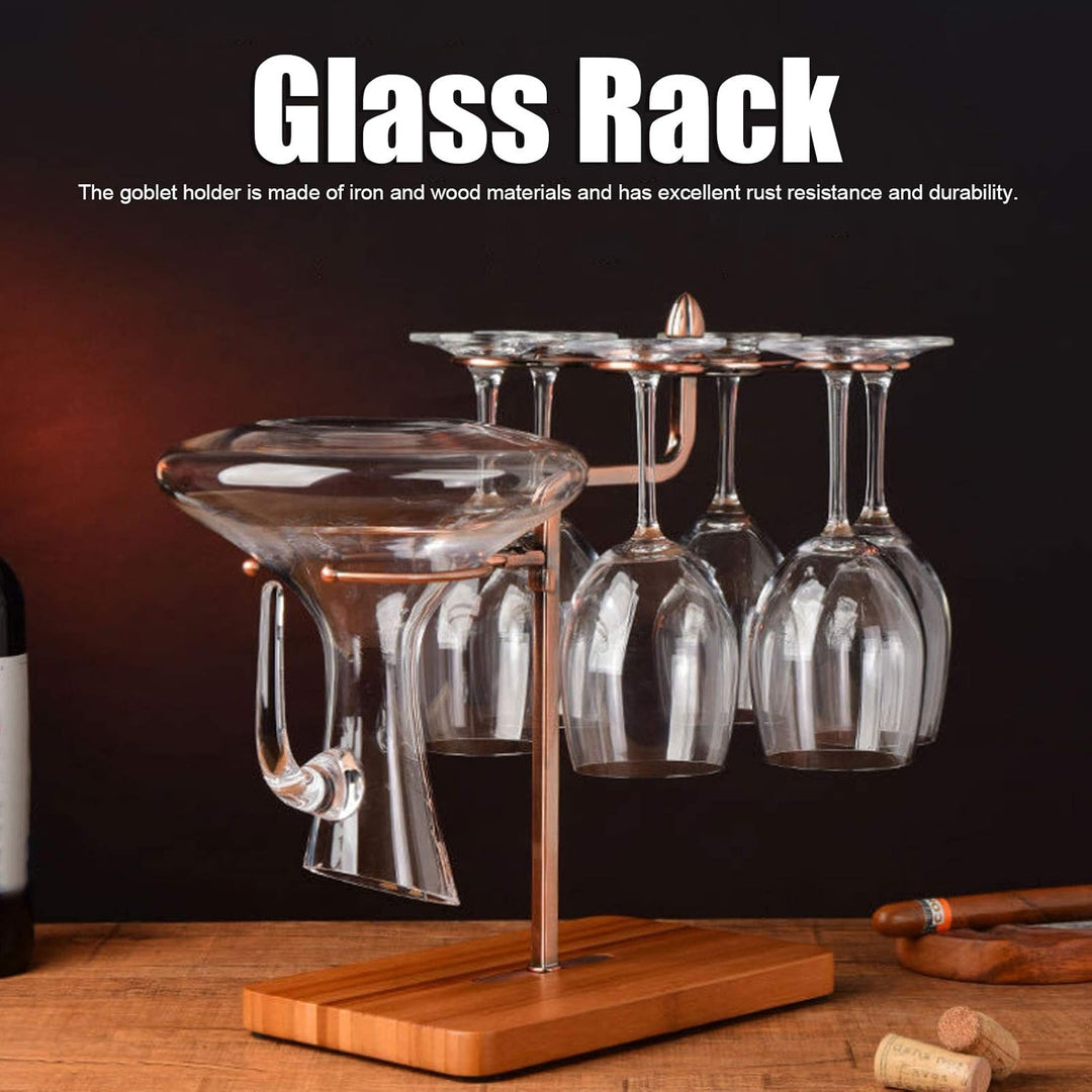 Weinglashalter mit Flaschenhalter, Tischhalter für 6 Gläser und 1 Flasche, Weinglasständer aus Metal