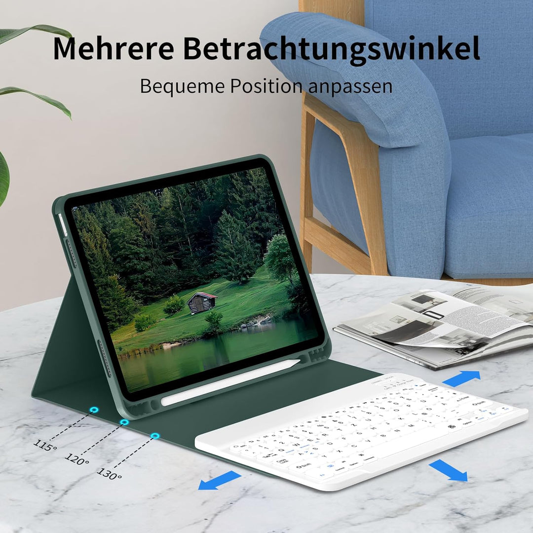 Hülle mit Tastatur für iPad A16 11.Generation 11 Zoll 2025, iPad 10. Generation 2022 10,9 Zoll, Blue