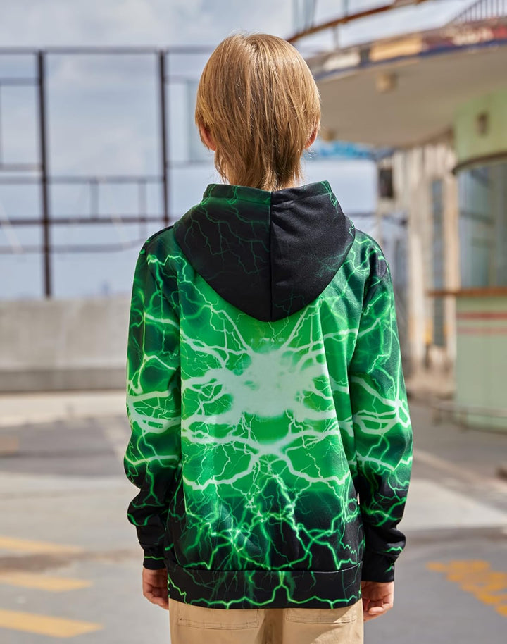 AIDEAONE Jungen Mädchen 3D Hoodie Kapuzenpullover Sweatshirt Mit Kapuze, Schwarz C23 5-6 Jahre
