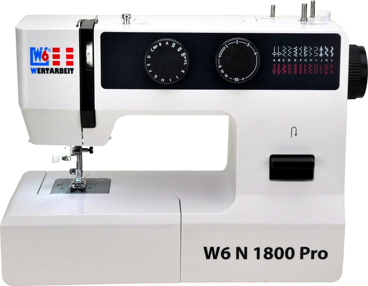 W6 Nähmaschine N 1800 Pro mit 25 Programmen | Freiarm | automatischer Einfädler | CB-Greifer | Knopf