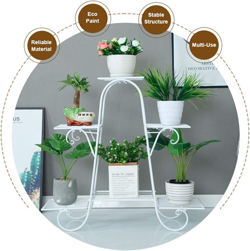 CarolynDesign 6-stöckige Pflanzenständer für drinnen und draussen, Blumentopfhalter Regal für mehrer