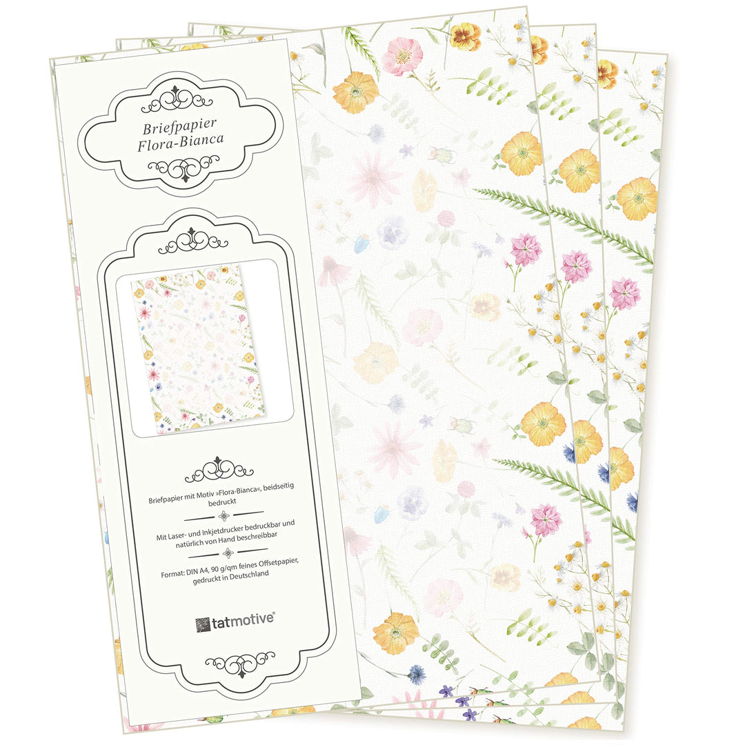 Flora-Bianca Briefpapier 500 Blatt Papier DIN A4 beidseitig floral Natur nachhaltig für Frauen Schre