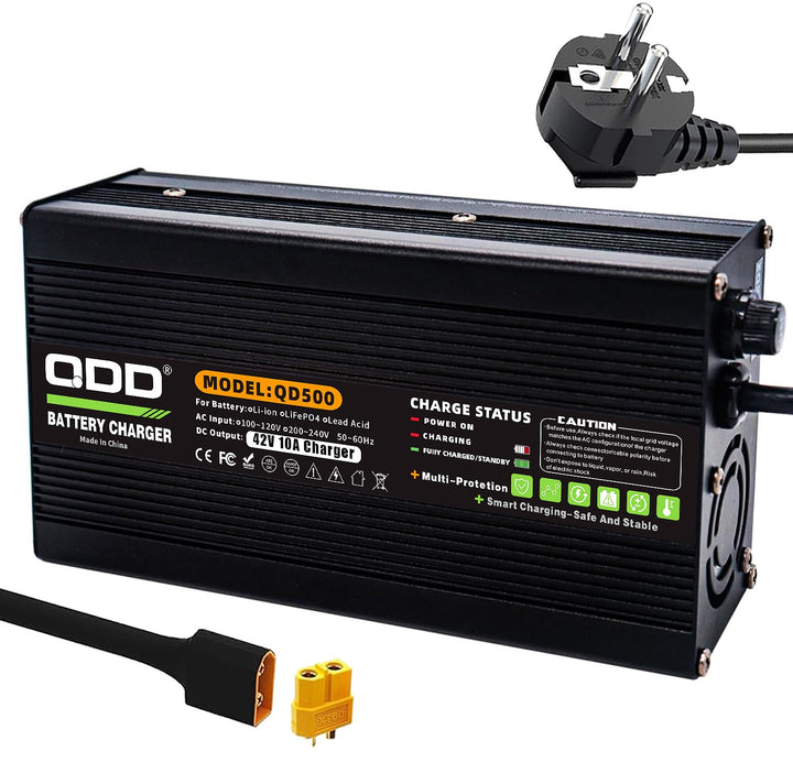 QDD 42 V 10 A Lithium-Batterieladegerät für 36 V 37 V 10 S Li-Ionen-Lipo-Akkupack-Kühlung mit XT60-S