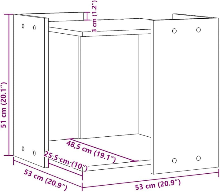 Katzenklo Betongrau 53x53x51 cm Holzwerkstoff mit verstecktem Design, Stabiler Holzwerkstoff, platzs