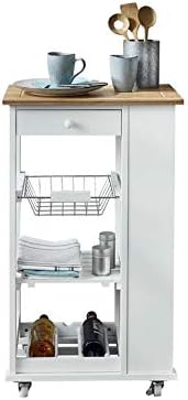 Phoenix Nizza Servierwagen, Trolley, Küchenwagen, MDF lackiert, Weiss, 50x86x37