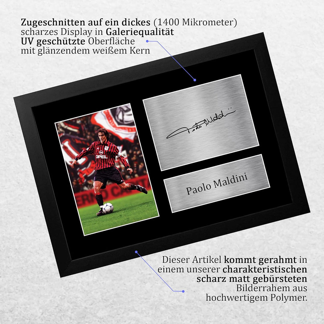 HWC Trading FR A4 Paolo Maldini Mailand Gifts gedrucktes Autogramm für Fans und Fans – A4 gerahmt (G