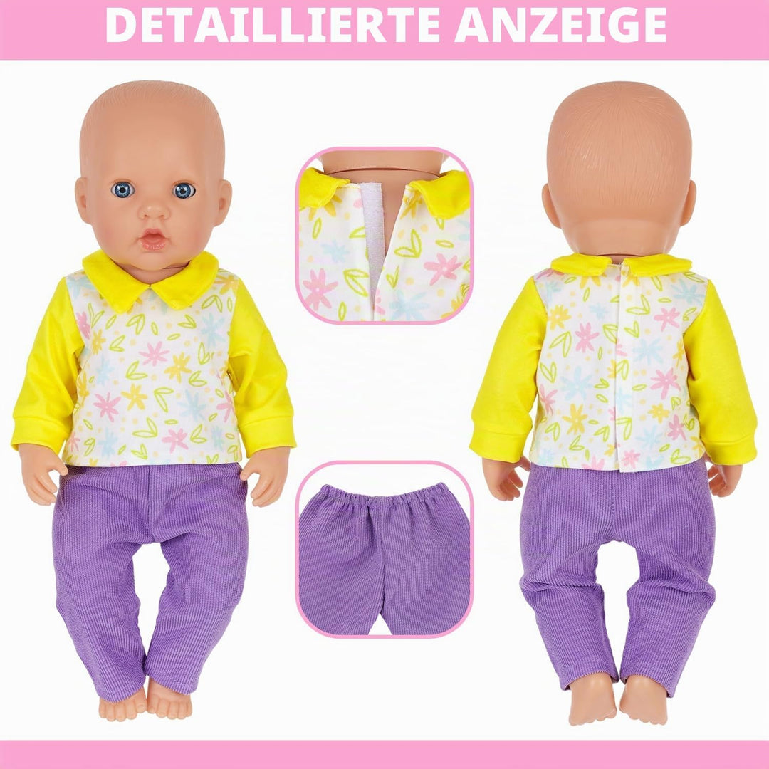 7 Teile Kleidung und Zubehör für Puppen 35-45 cm und 14-18 Zoll Farbige Puppenkleidung Enthält Obert