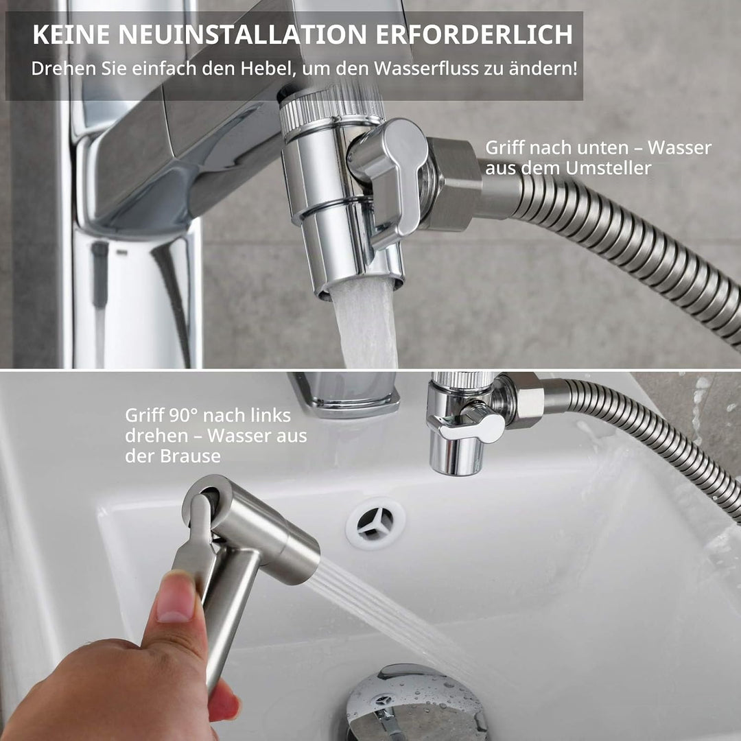 Tecmolog WS024F7 Waschbecken-Dusche, Edelstahl, tragbar, für WC, Hand, Bidet-Wasserhähne, Halterung,
