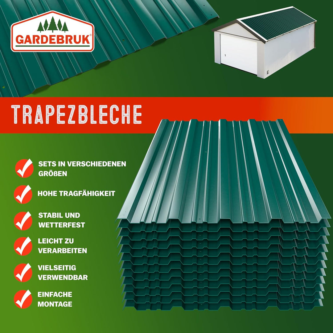 GARDEBRUK® 24x Trapezblech 129cm x 46cm = 14m² verzinkt Profilblech Dachblech Wellblech Dachplatten