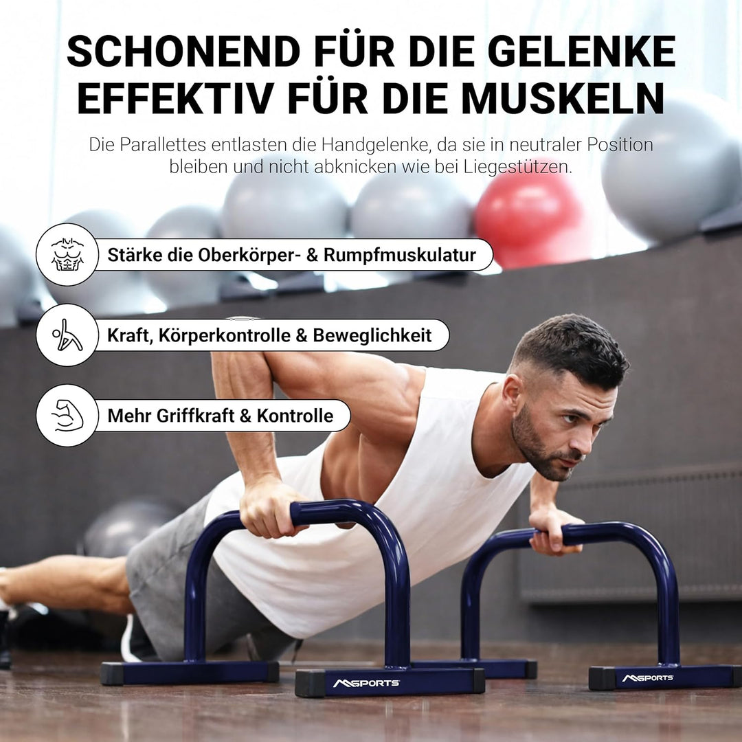 MSPORTS Low Fitness Parallettes Minibarren Professional LxBxH: 60x35x29 cm| Push-Up Bars Liegestützg