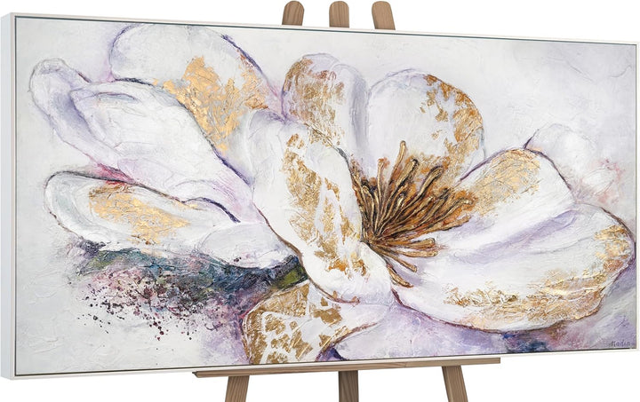 YS-Art Abstrakt Stil Acryl Gemälde auf Leinwand Pfingstrose handgemalte Wandbilder Wohnzimmer modern